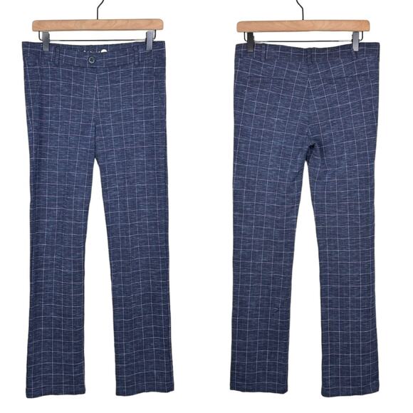Betabrand Blue Purple Plaid Straight Leg Yoga Pants Career Pull On Leggings - Picture 1 of 5